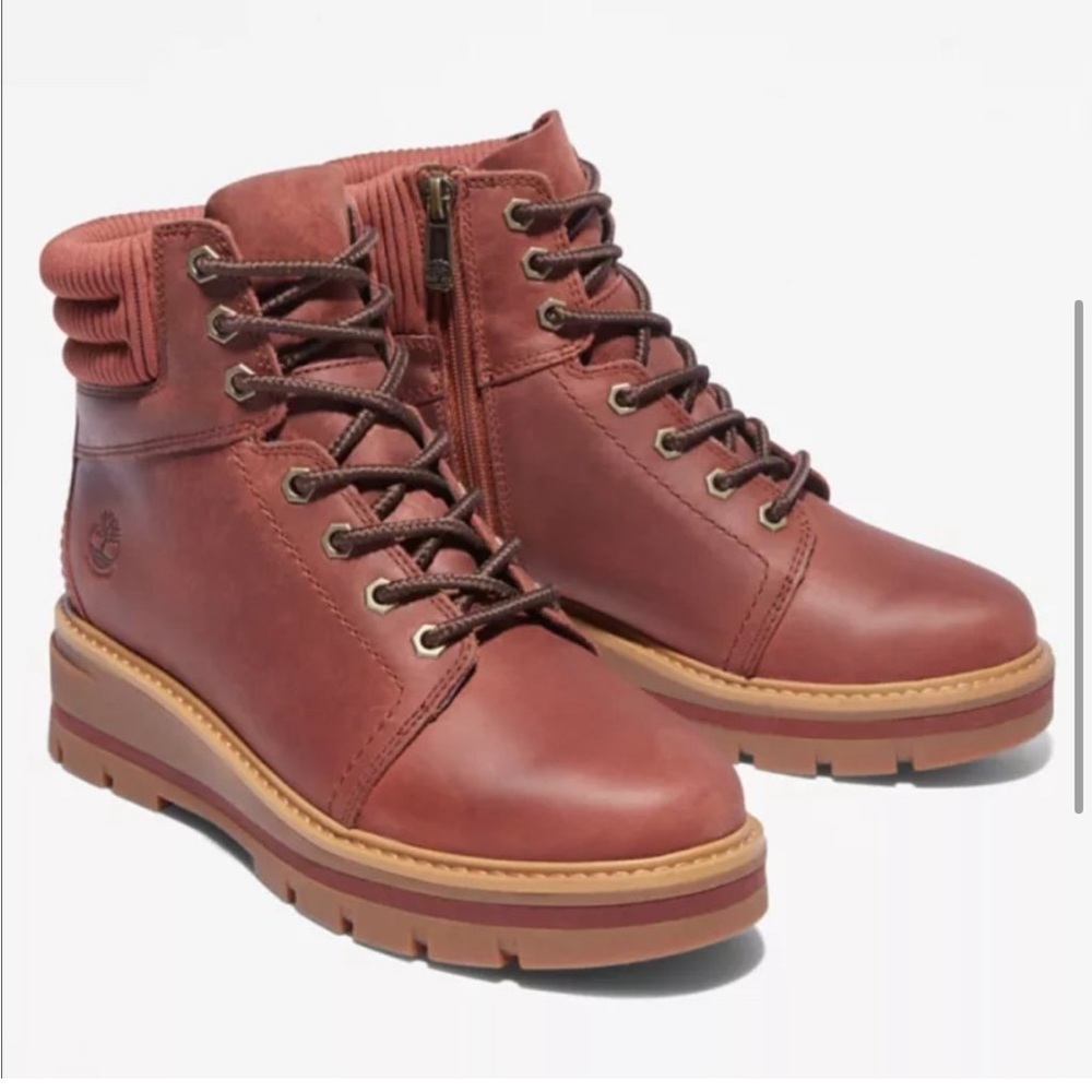 Timberland Women's Red Leather Ankle Boots